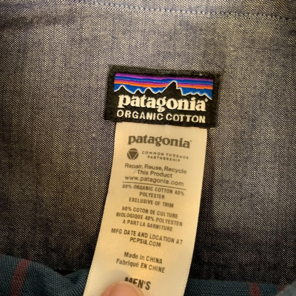 Patagonia Kiragg Shirt Mens XL Blue Organic‎ Cotton Plaid Long Sleeve Button Up - Picture 2 of 11